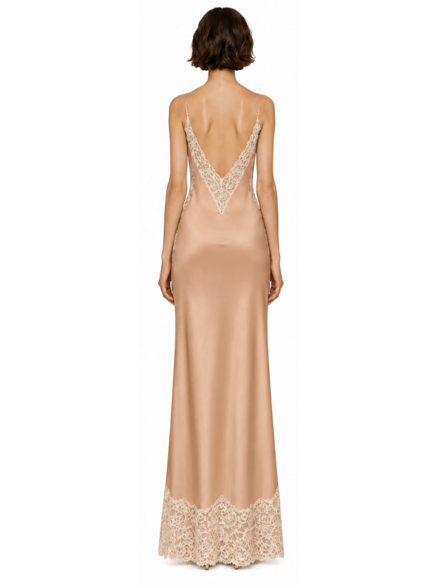 CAMILLE MAXI SLIP - POWDER APRICOT