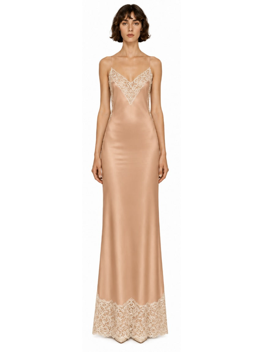 CAMILLE MAXI SLIP - POWDER APRICOT