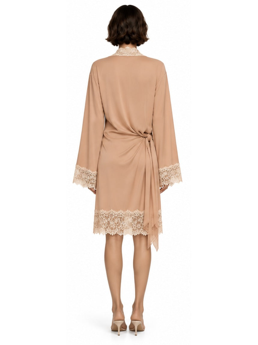 CECILE MIDI ROBE - POWDER APRICOT