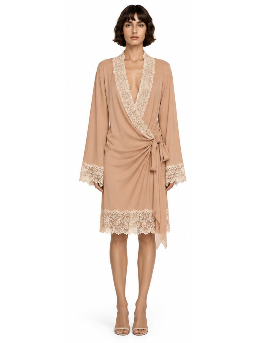 CECILE MIDI ROBE - POWDER APRICOT